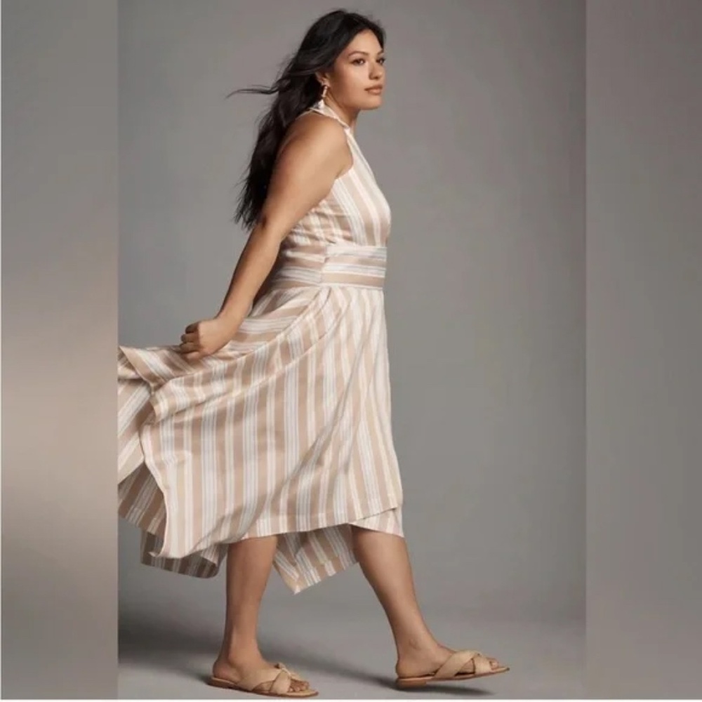 Maeve Anthropologie Halter Dress in Cream and White - Picture 3 of 15